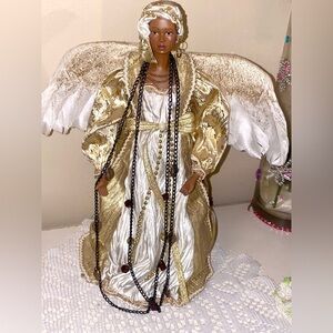 Elegant black chain necklace with some natural stones